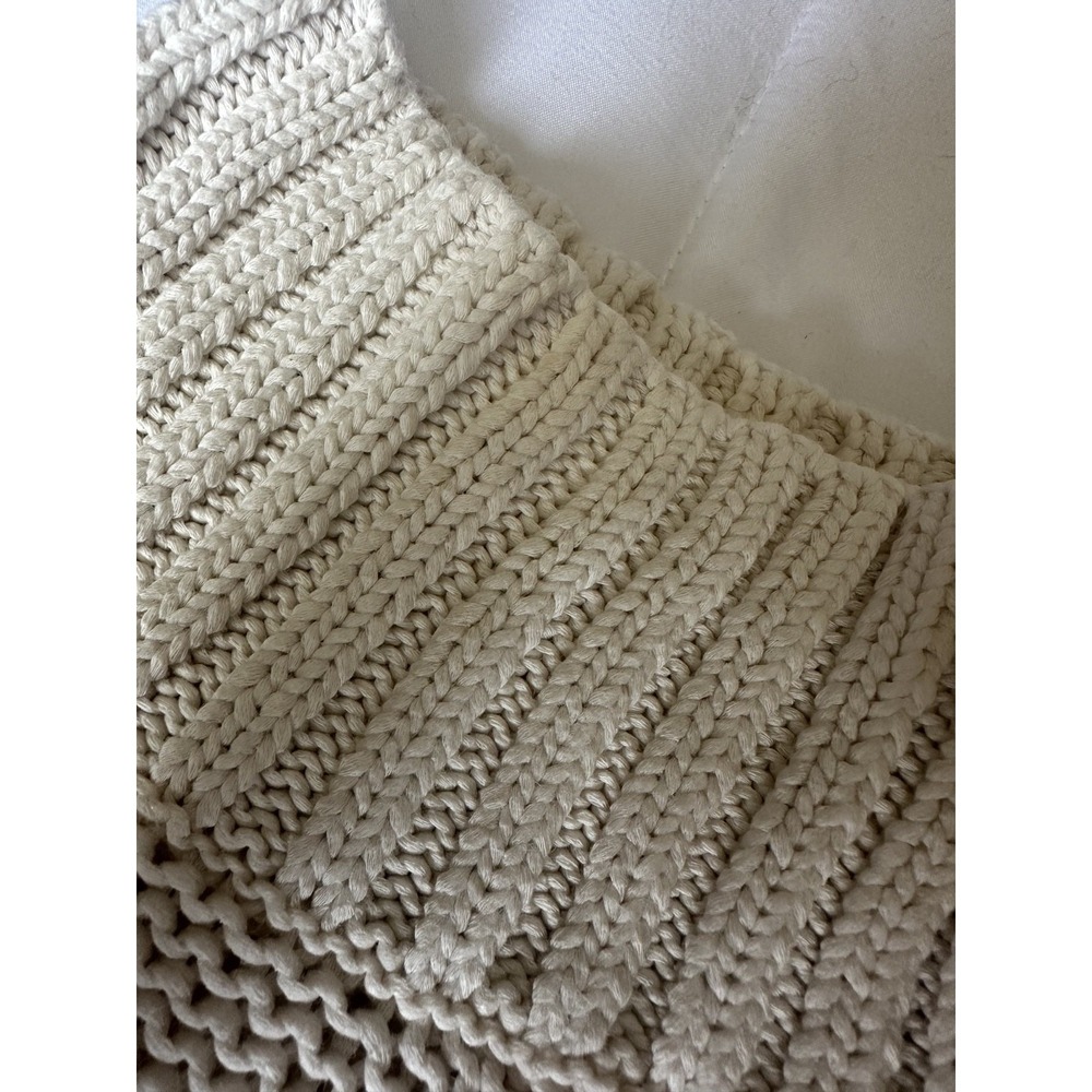 VINTAGE Ralph Lauren Cable Chunky Knit Turtleneck Sweater 3/4 Sleeve Ivory Small - Picture 6 of 7